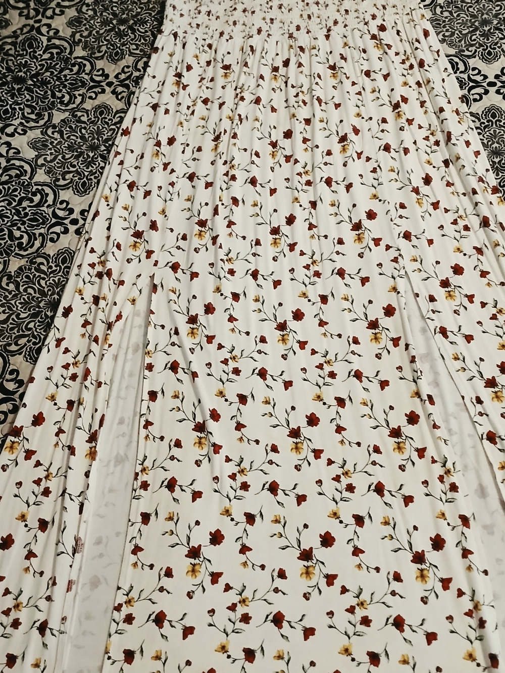Forever 21 White Floral Long Strapless Dress